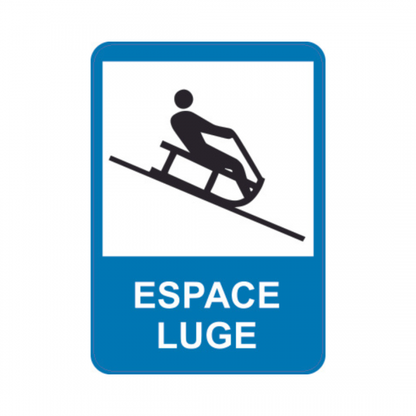 Panneau d'info rectangle Sticker 35x50cm "Espace luge" REC-STI199